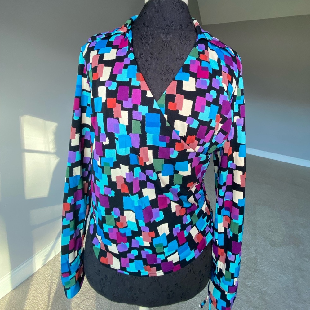 John Roberts Retro Multi Colored Blouse.